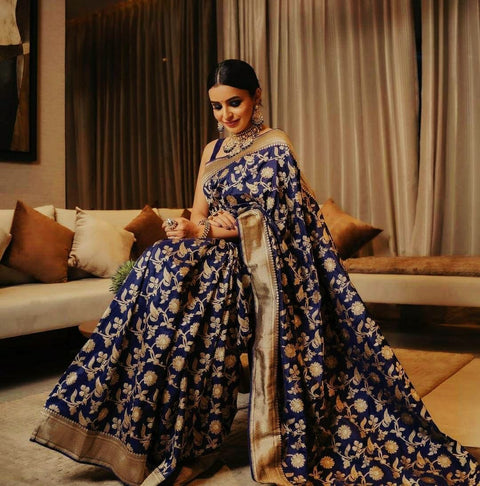 Stylish Blue Soft lichi Silk Saree With Jacquard Work | Batch 1,sarees