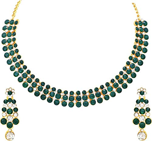 Gold Plated Alloy Choker Necklace Set For Women GREEN