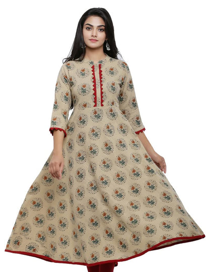 Women's Cotton Blend Printed Anarkali Kurta for Women