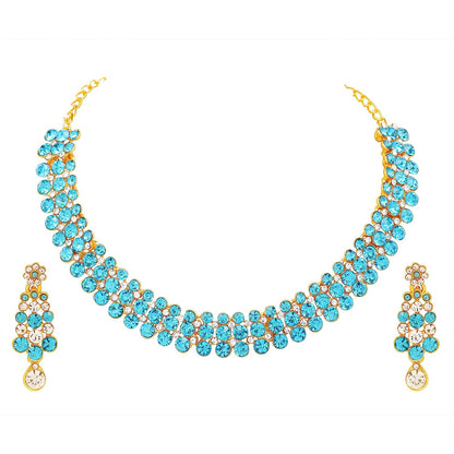Gold Plated Alloy Choker Necklace Set For Women AOUA BLUE