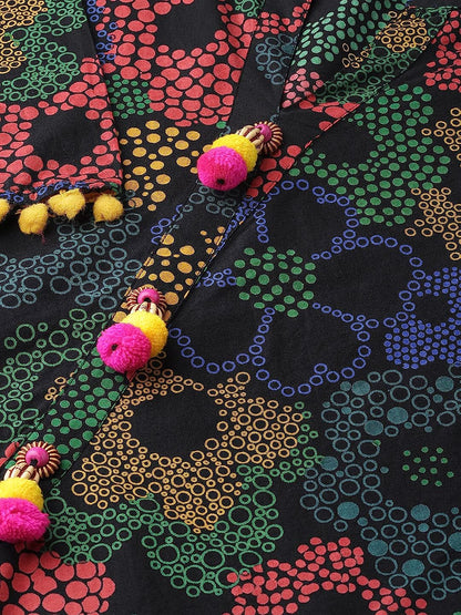 Multi Coloured Cotton Anarkali Ladies Kurta
