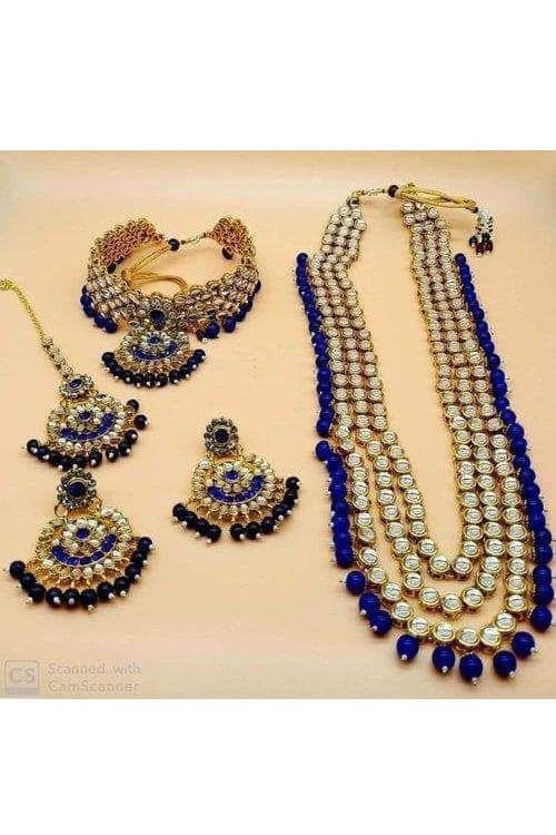 Bridal Choker & Long Necklace Jewellery Set For Women Blue