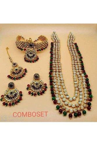 Bridal Choker & Long Necklace Jewellery Set For Women Multi